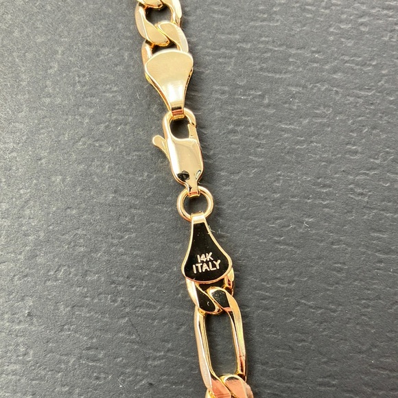 Solid Figaro Chain Necklace 14K Yellow Gold 24’’. - Picture 4 of 7